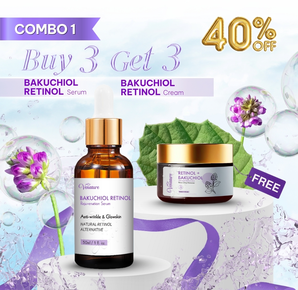 [COMBO 1] BUY 3 Bakuchiol Serum GET 3 Bakuchiol Cream