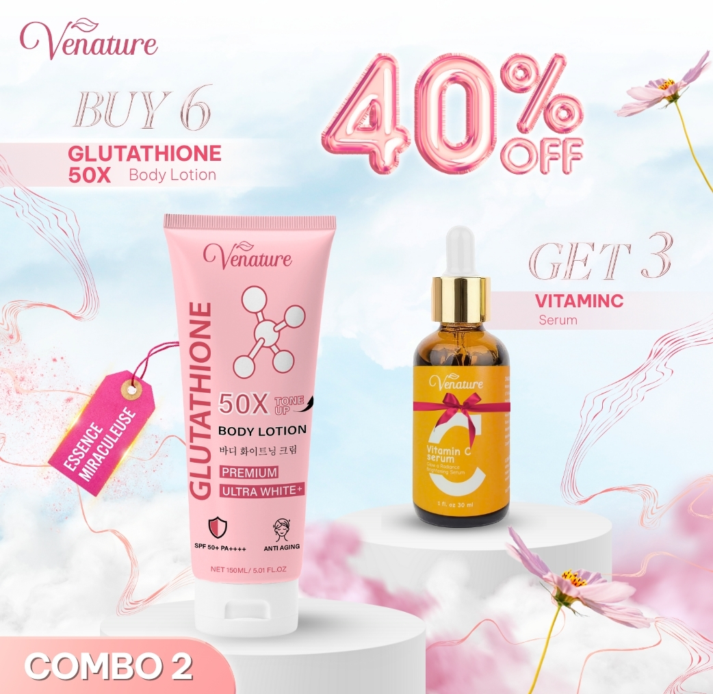 [COMBO 2] BUY 6 Venature Glutathione 50X Body Lotion GET 3 Vitamin C Serum