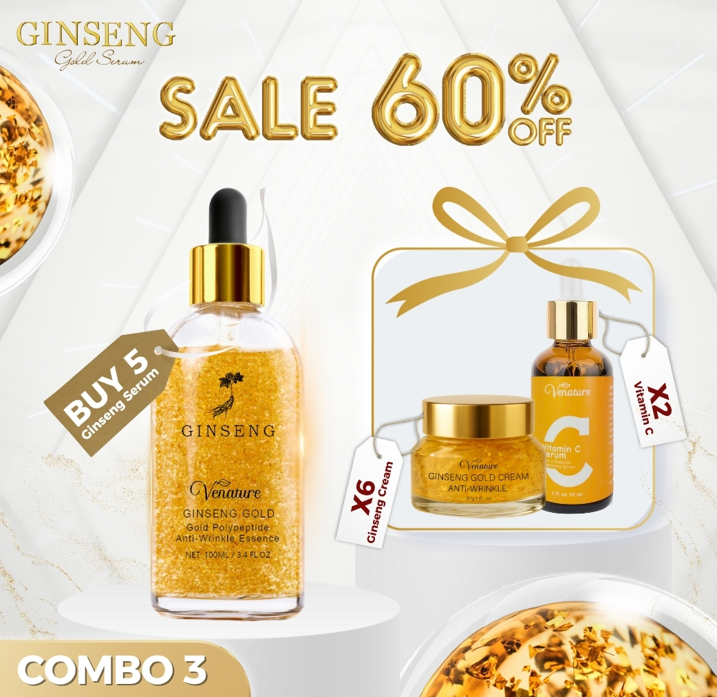 [COMBO 3] BUY 5 Venature Ginseng Gold Serum GET 6 Ginseng Gold Cream and GET 2 Vitamin C Serum 